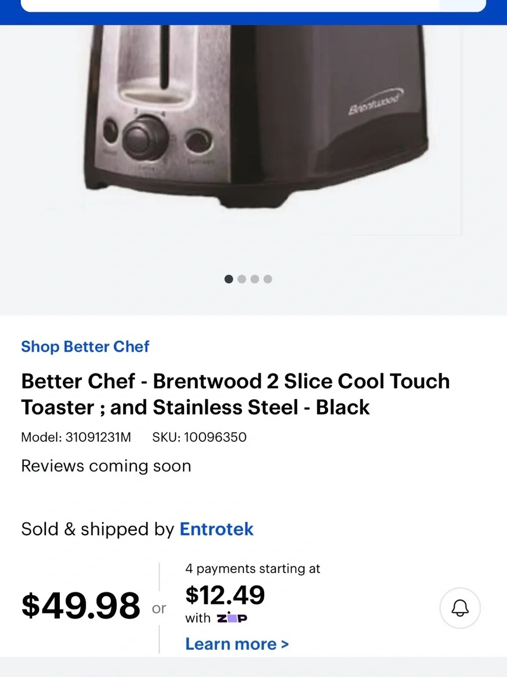 Black and Stainless Steel 2-Slice Toaster - Portable Kitchen Toaster